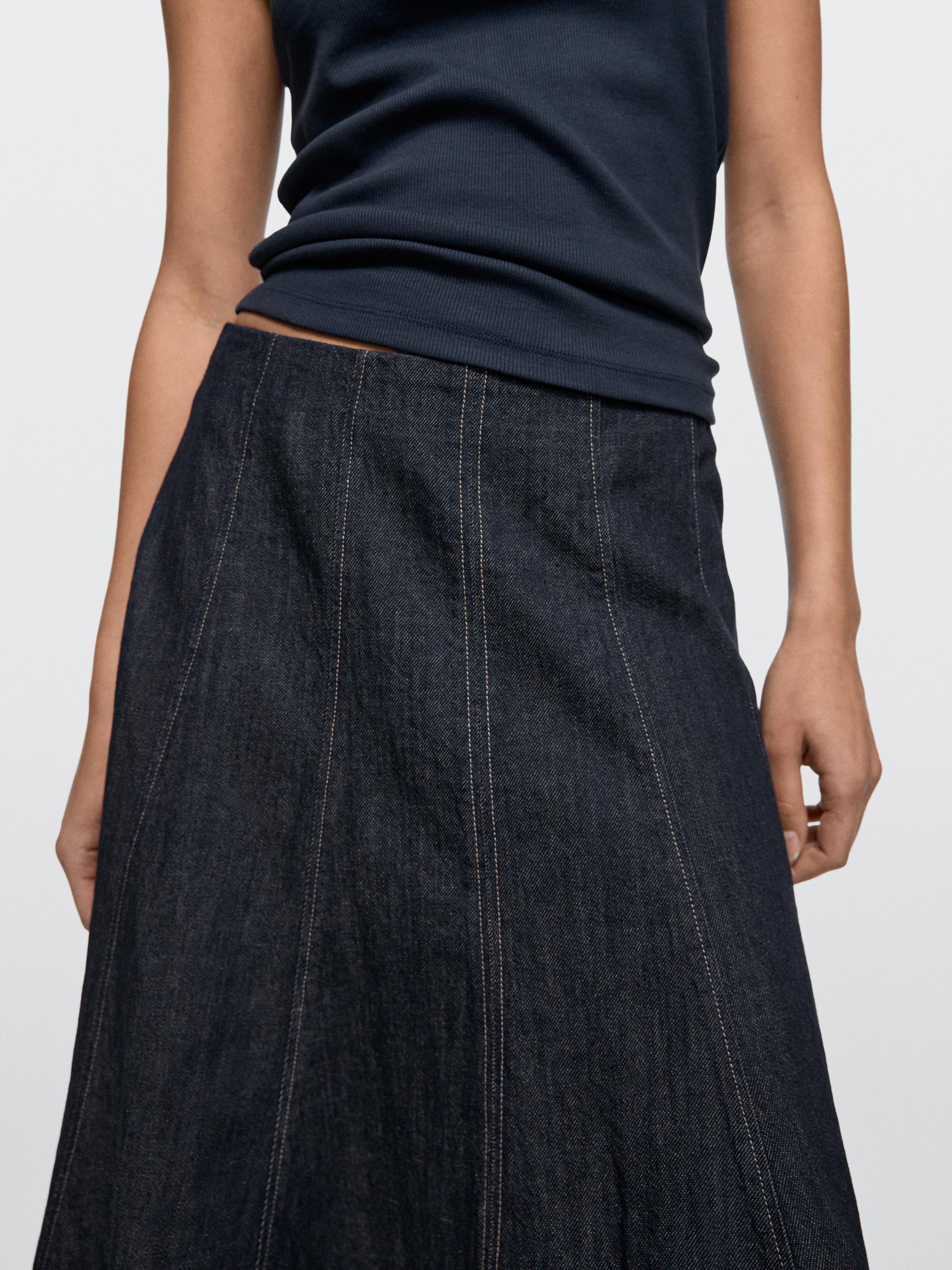 Jupe midi denim à godets